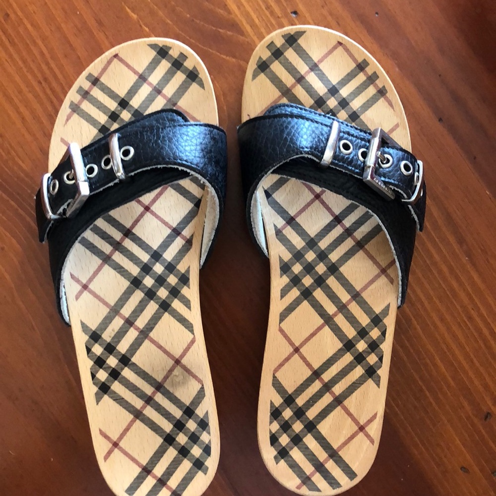 Burberry wooden clog sandal